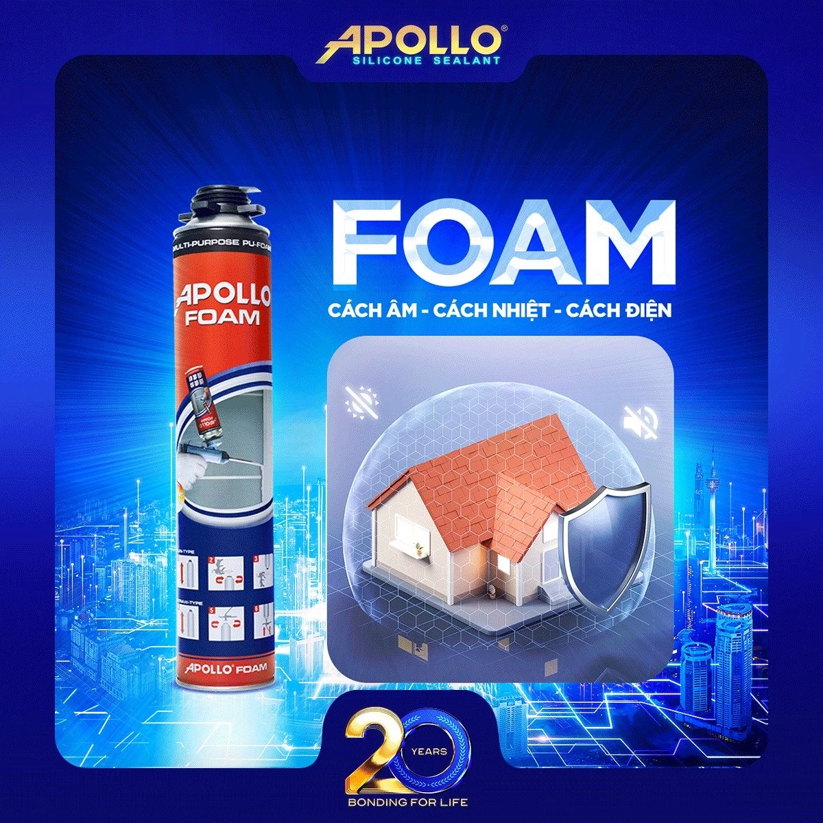 Apollo PU Foam mang lại hiệu quả cách nhiệt và cách âm vượt trội