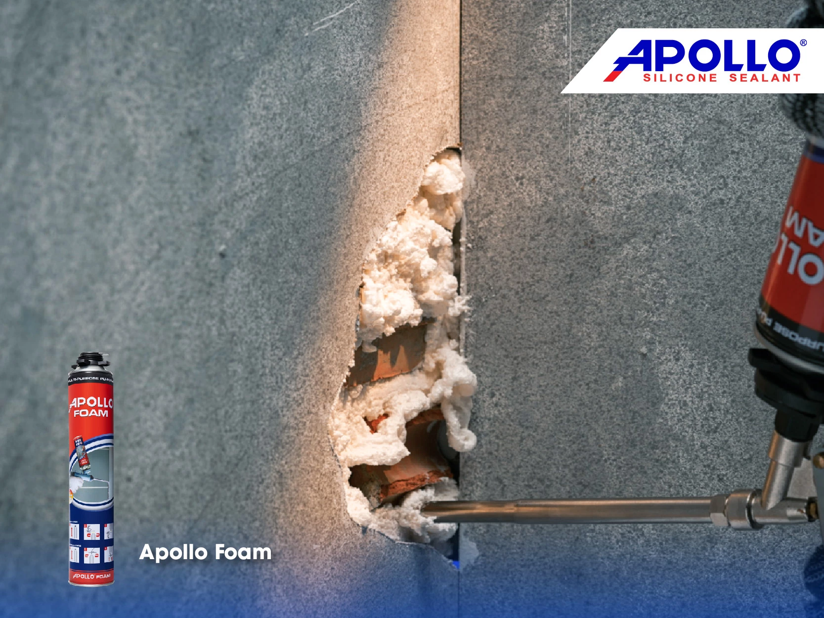 Nên phun Apollo Foam khoảng 70% khe nứt để chừa không gian cho chất keo giãn nở