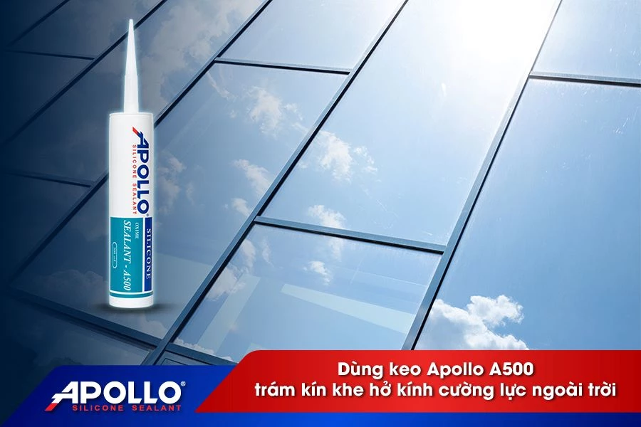 Dùng keo Apollo Silicone Sealant Weatherseal - A68 trám kín khe hở kính cường lực ngoài trời