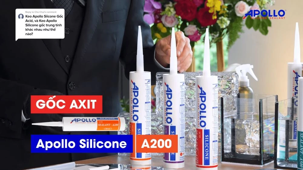 Keo silicone gốc axit có khả năng bám dính chắc chắn trên các bề mặt nhẵn bóng