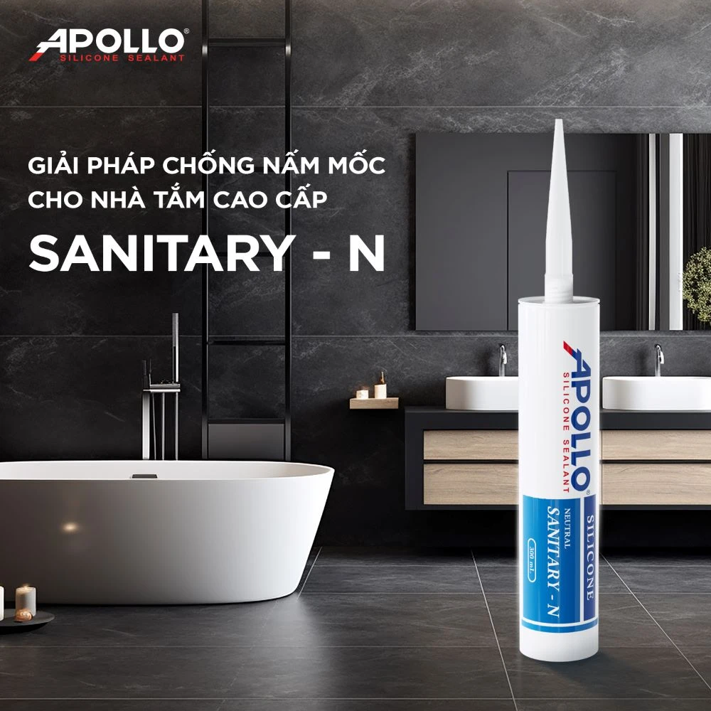 Apollo Silicone Sanitary - N giải pháp chống nấm mốc, giúp bảo vệ mối nối kệ nhôm kính hiệu quả