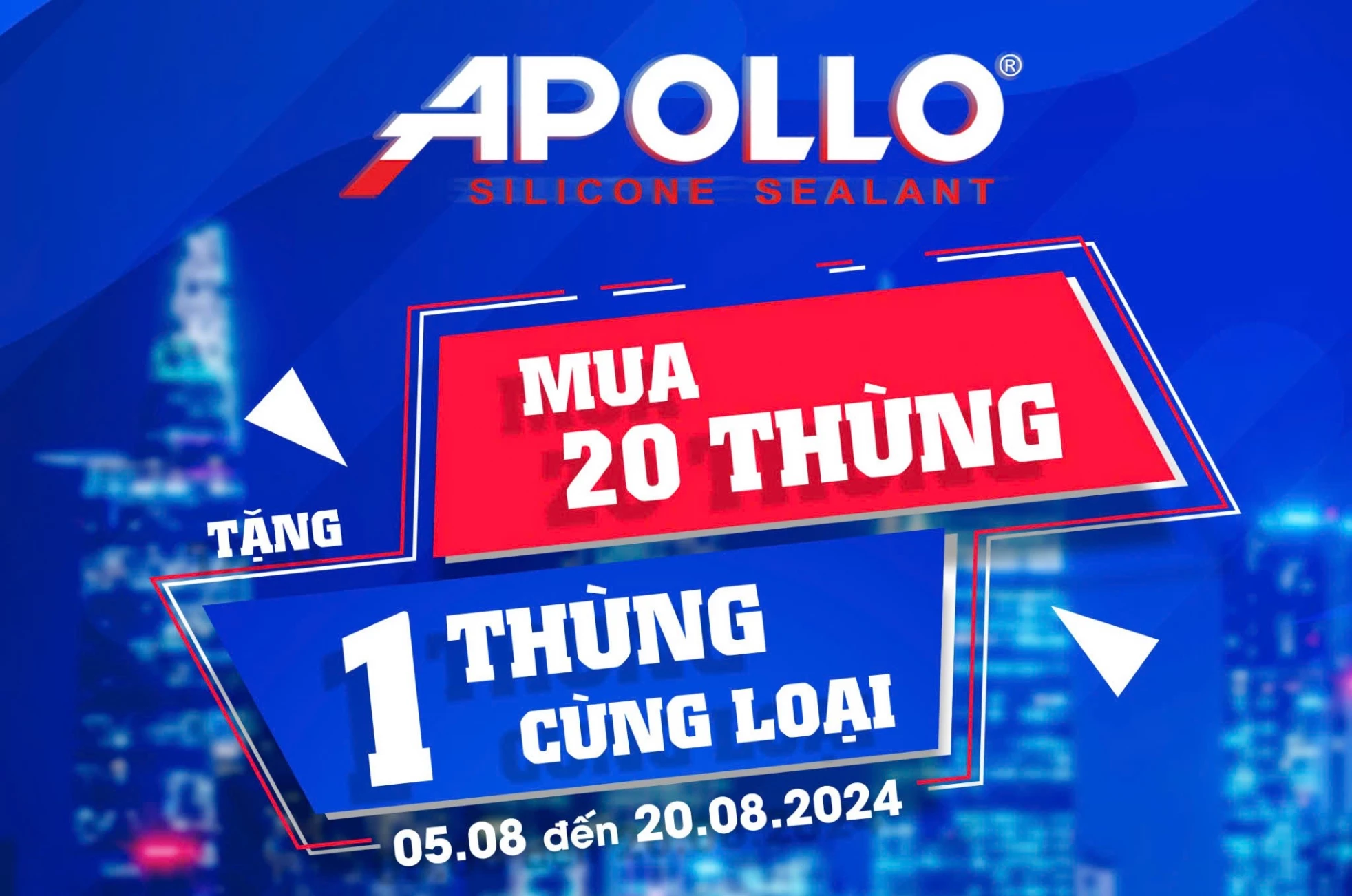 Thông báo chương trình khuyến mãi Apollo Silicone: Mua 20 thùng tặng 01 thùng