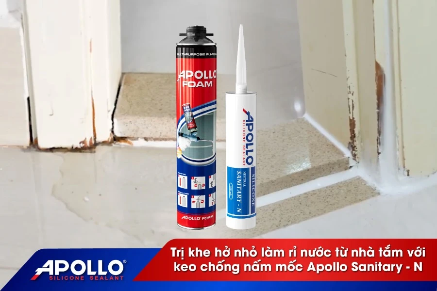 Trị khe hở nhỏ làm rỉ nước từ nhà tắm với keo chống nấm mốc Apollo Sanitary - N