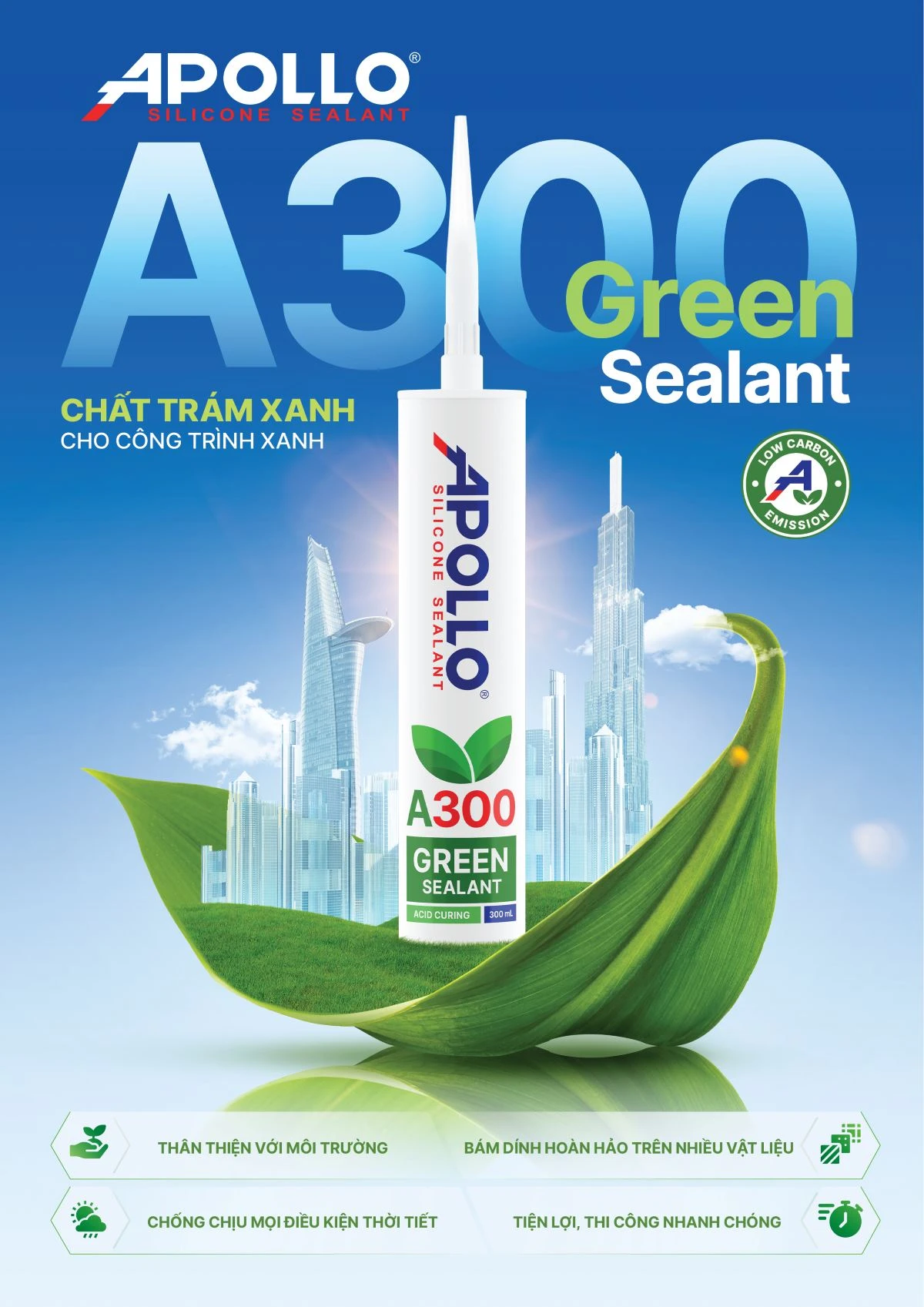 Apollo Silicone Green Sealant A300: Chất trám xanh cho công trình xanh