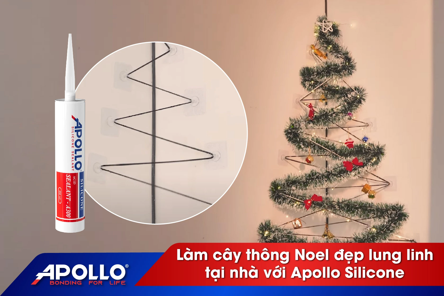 Cách làm cây thông Noel đẹp lung linh tại nhà với keo silicone Apollo