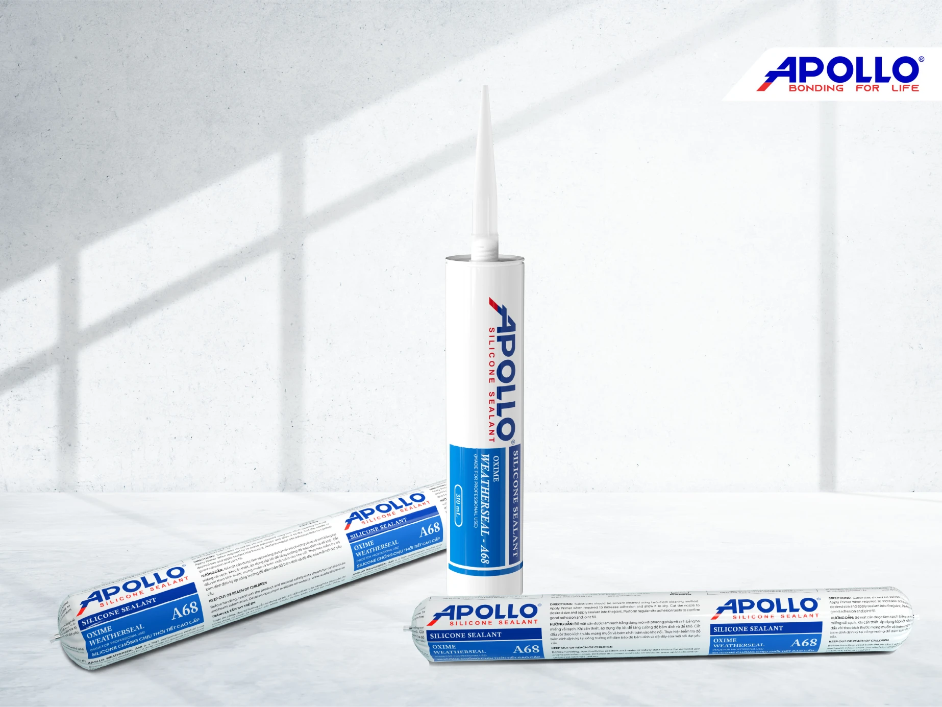 Apollo Weatherseal - A68 được đóng gói dưới dạng khác nhau