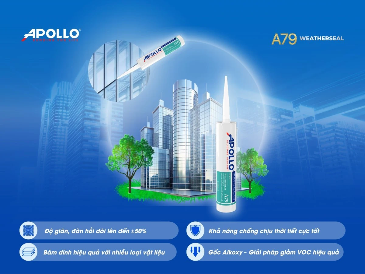 Keo thời tiết cao cấp Apollo Silicone Sealant Weatherseal - A79 sở hữu nhiều ưu điểm vượt trội, giúp xây dựng công trình bền vững