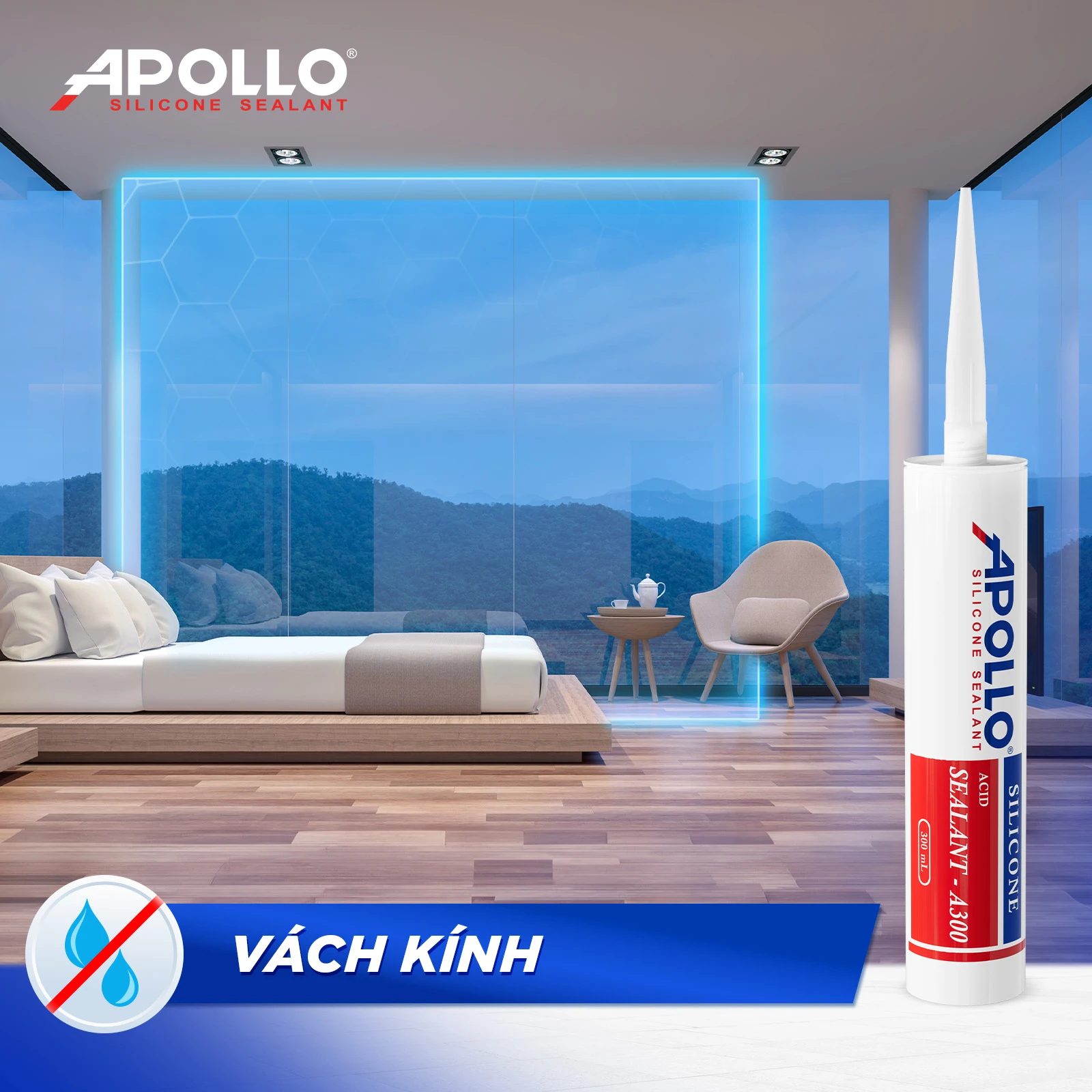 Apollo A300 - Vua keo kính giúp bảo vệ mối nối kính - kính bền chắc