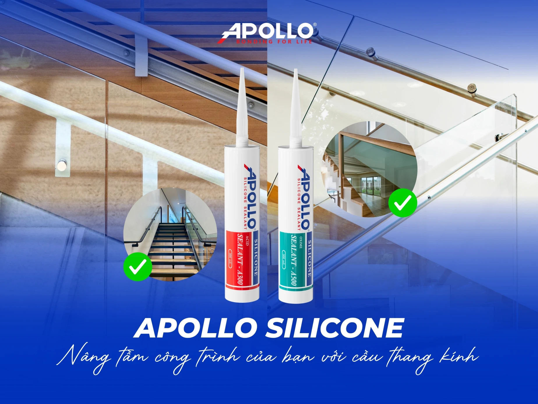 Apollo Silicone - Nâng tầm công trình của bạn với cầu thang kính