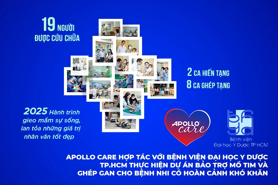 Apollo Care cùng bệnh viện Đại Học Y Dược TP.HCM thực hiện dự án bảo trợ mổ tim và ghép gan cho trẻ em khó khăn