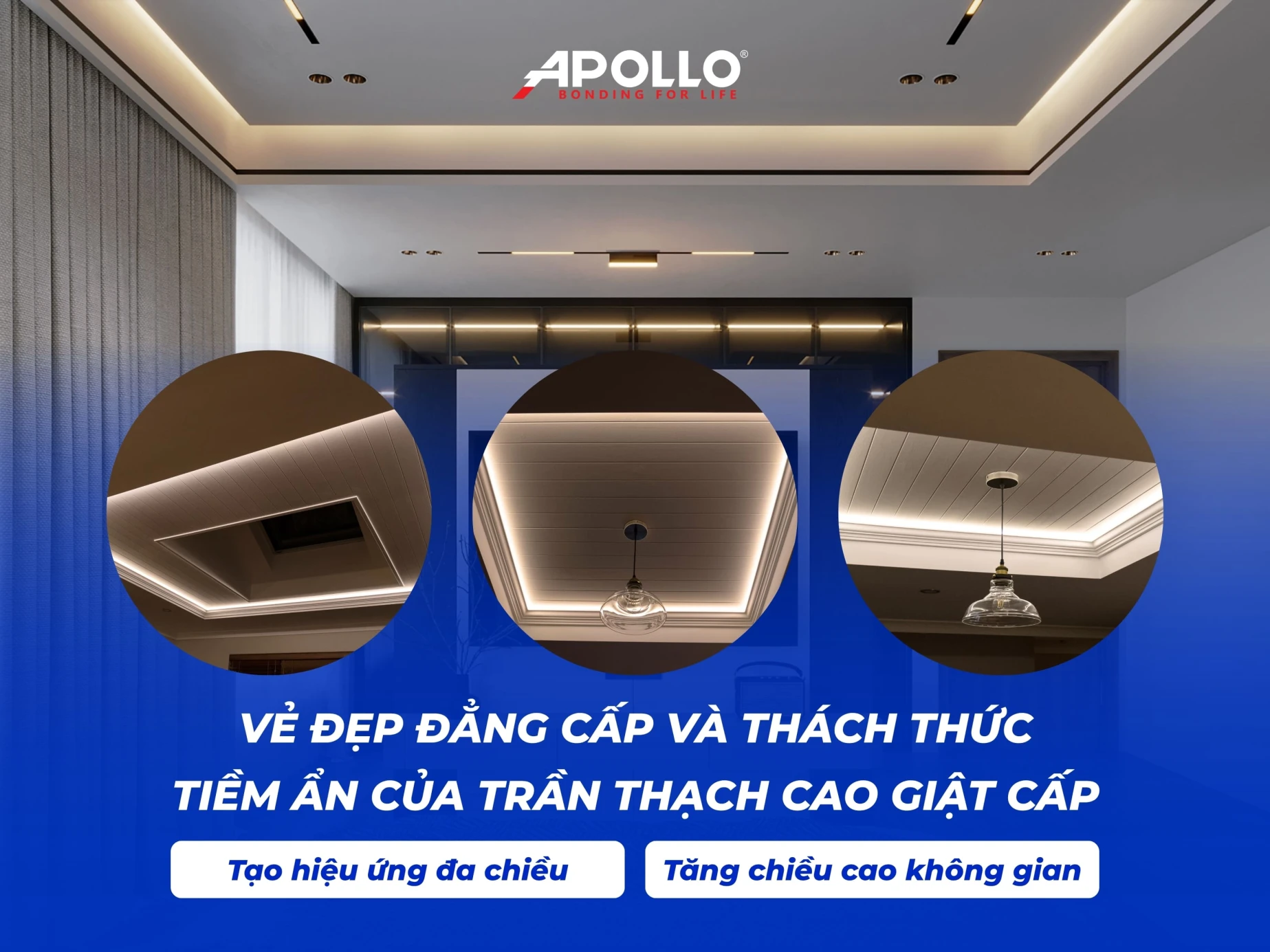 Trần thạch cao giật cấp kết hợp đèn LED giúp không gian trở nên sang trọng, ấm cúng