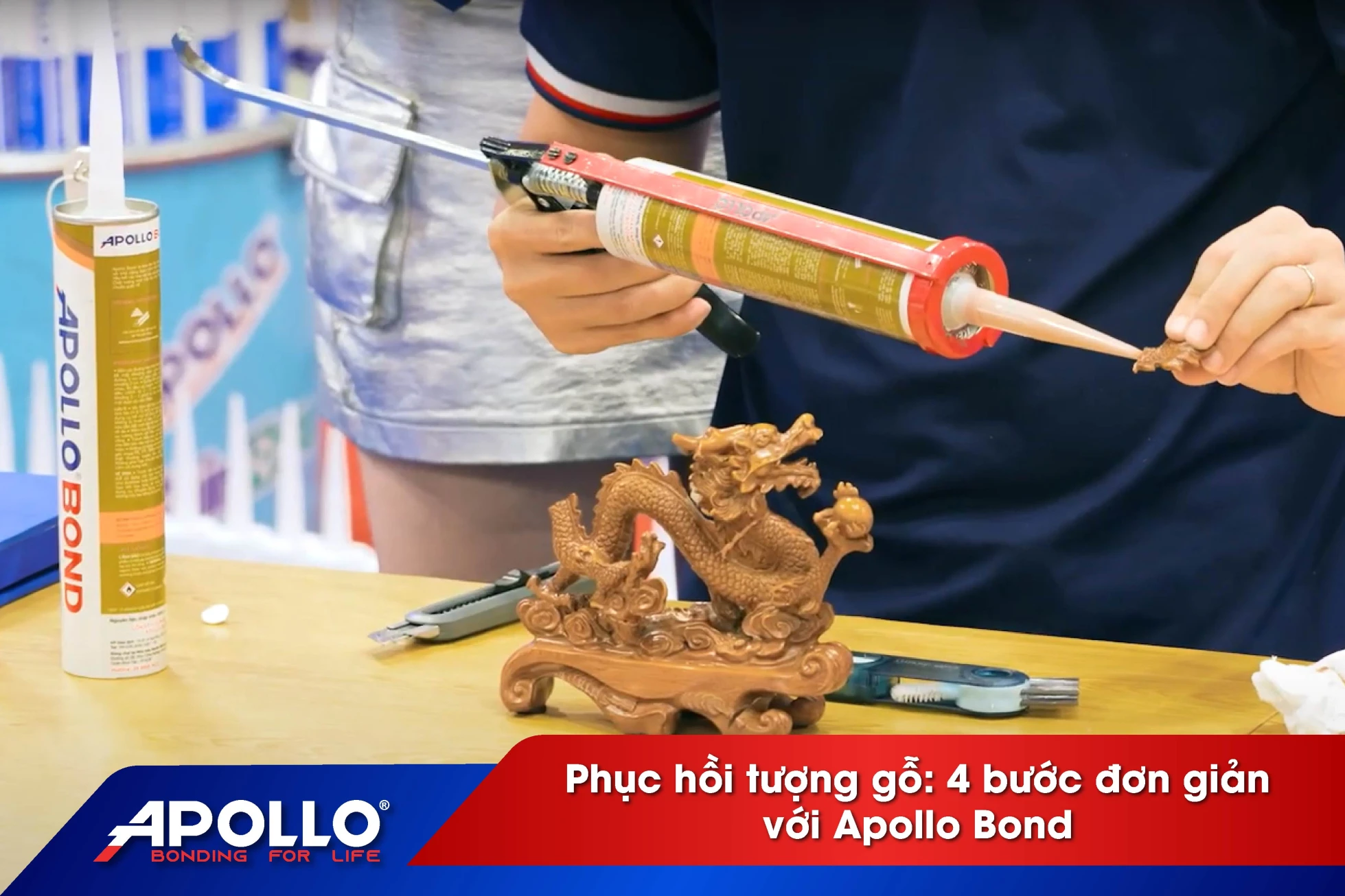 Phục hồi tượng gỗ với keo Apollo Bond