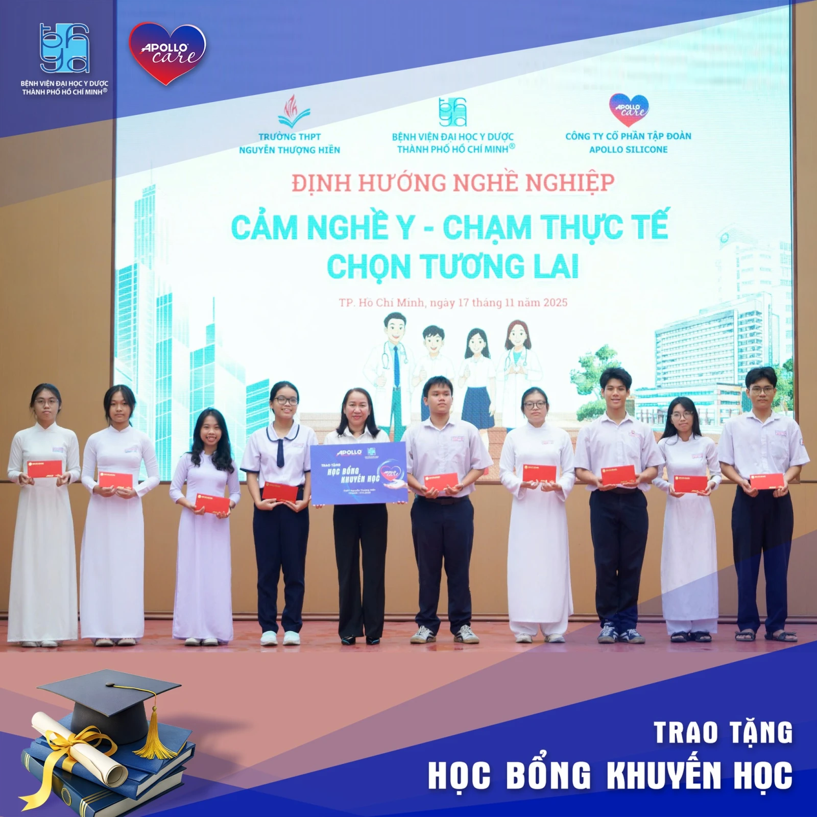 Những học bổng khuyến học được trao nhằm tiếp sức cho các em trên hành trình học tập