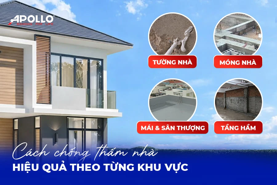 Cách chống thấm nhà hiệu quả theo từng khu vực