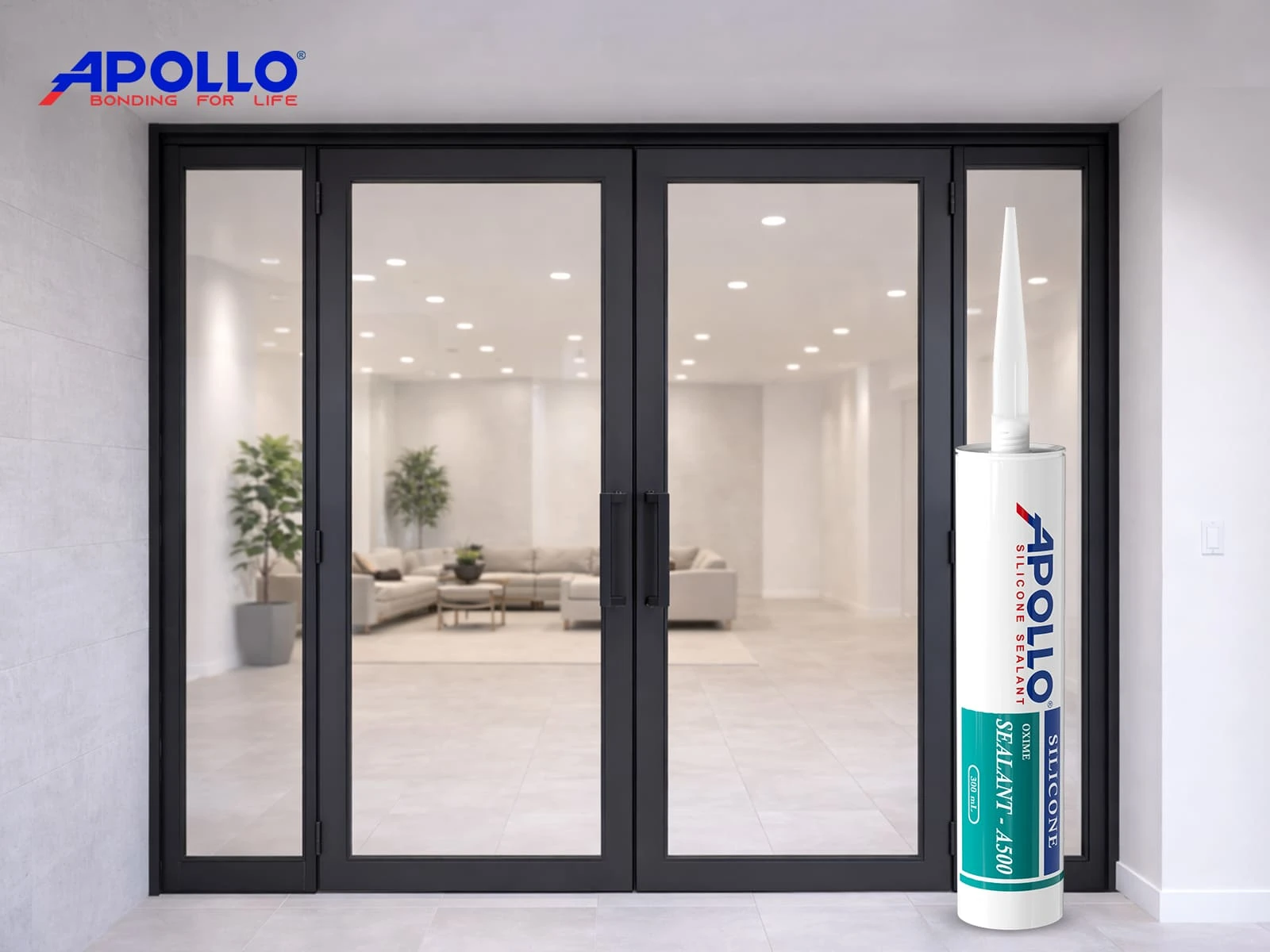 Keo Apollo Silicone A500 là dòng keo silicone trám nhôm kính chuyên dùng để chống thấm và hoàn thiện khe hở trong xây dựng.