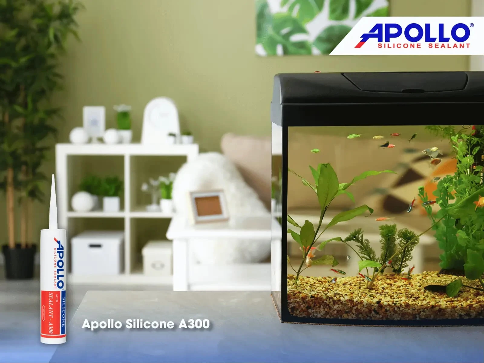 Keo dán kính Apollo Silicone A300 chuyên dụng trong thi công hồ cá