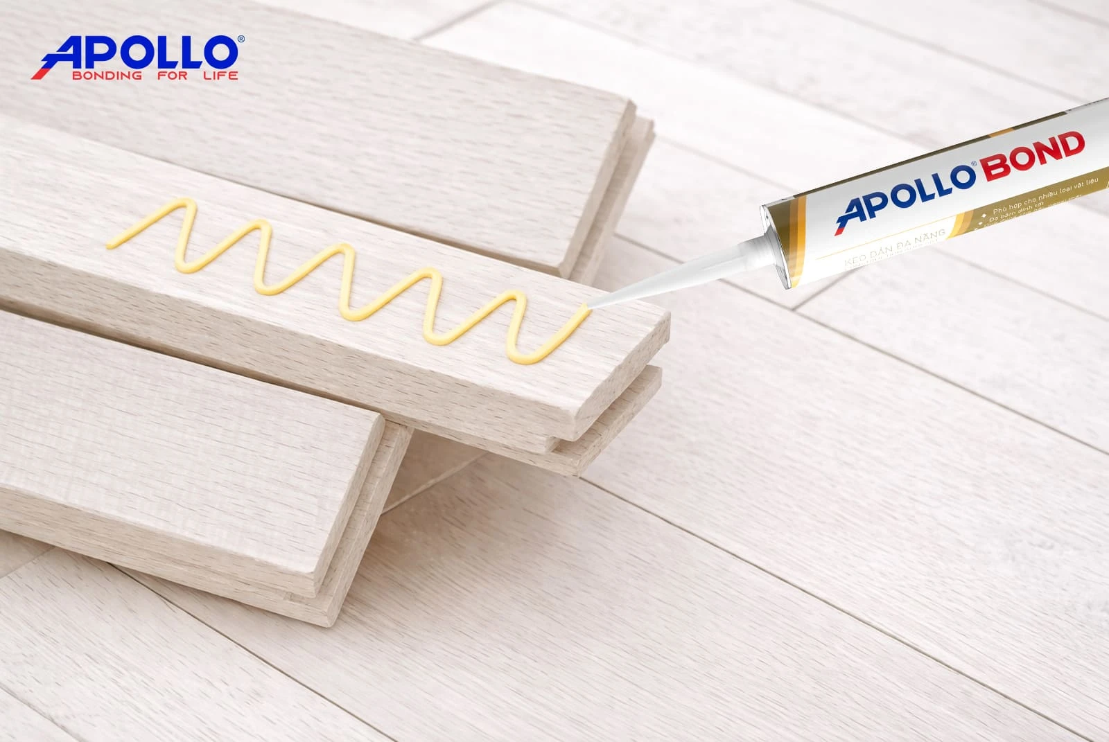 Dùng keo dán gỗ vào tường Apollo Bond làm kệ sách handmade treo tường DIY tại nhà cực kỳ dễ dàng