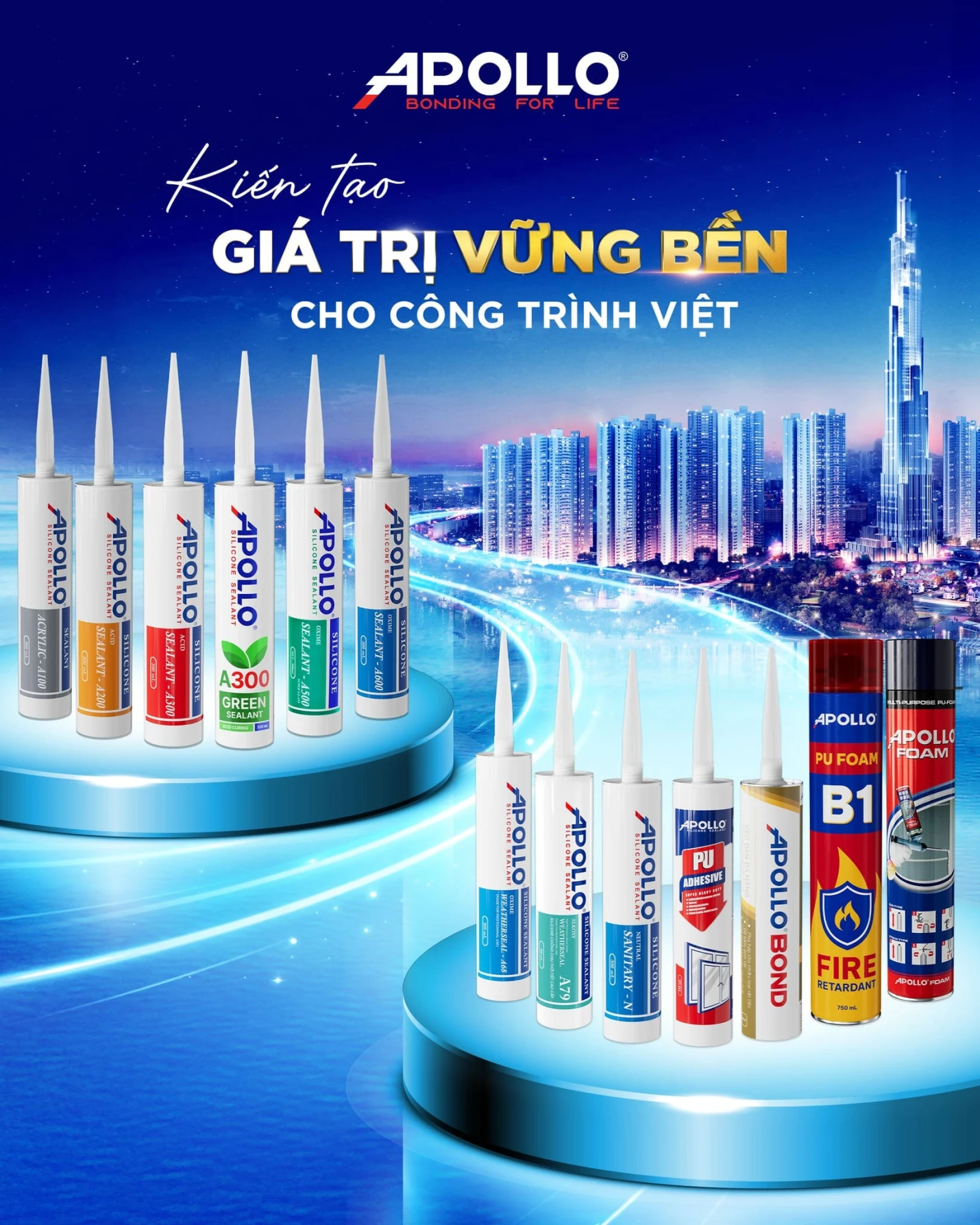 Hệ sinh thái sản phẩm chất lượng Apollo Silicone, kiến tạo giá trị vững bền cho công trình