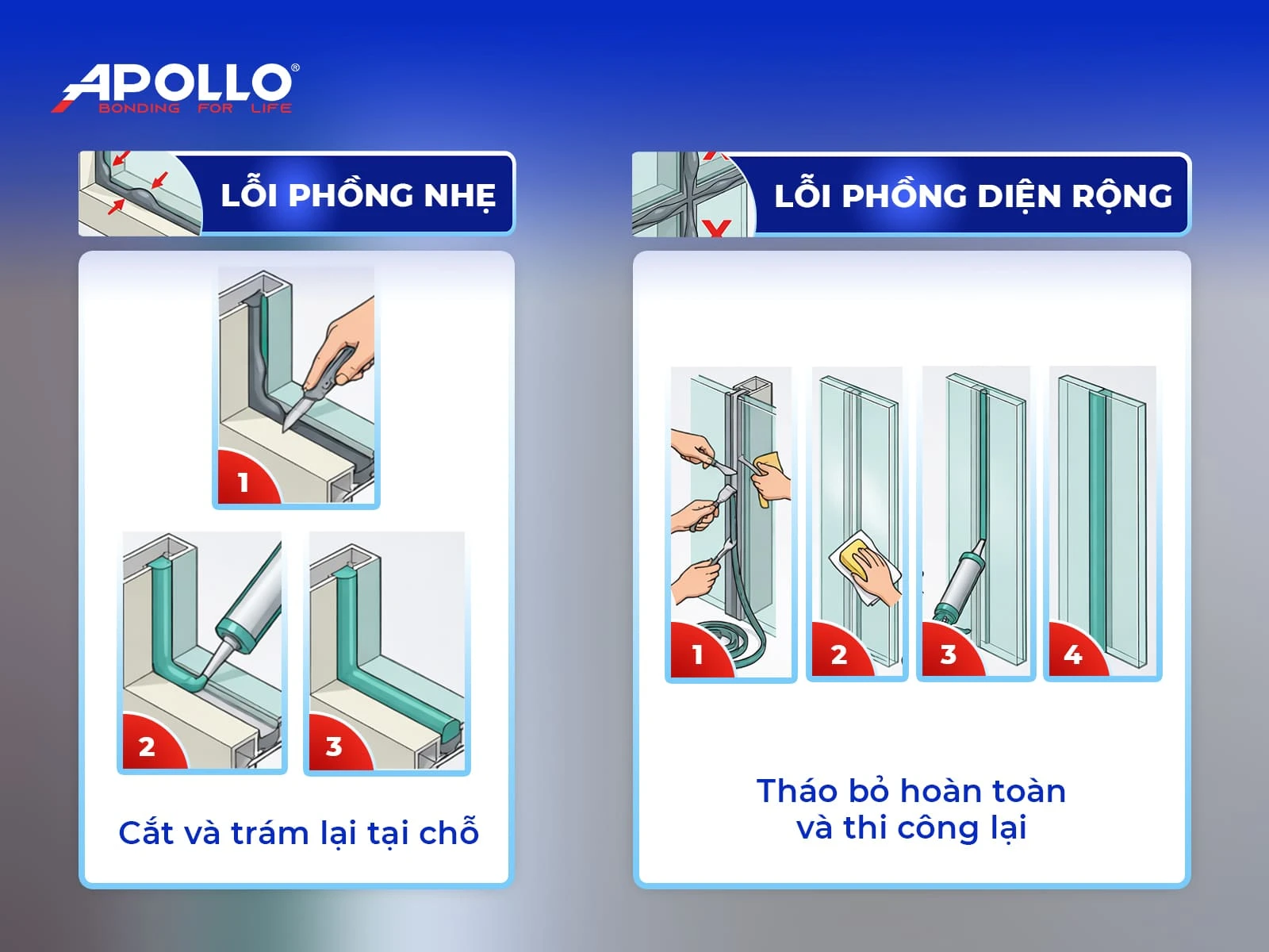 Hướng dẫn cách xử lý keo silicon bị phồng