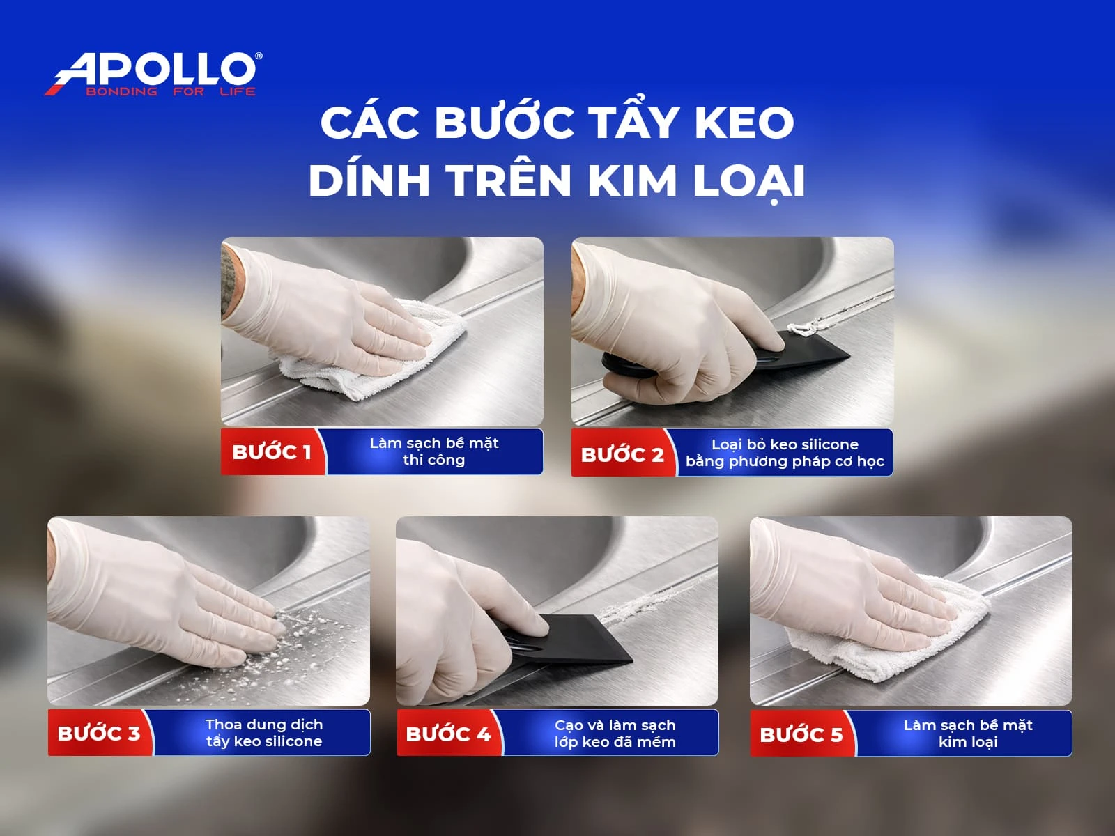 Các bước tẩy keo silicon dính trên kim loại tại nhà