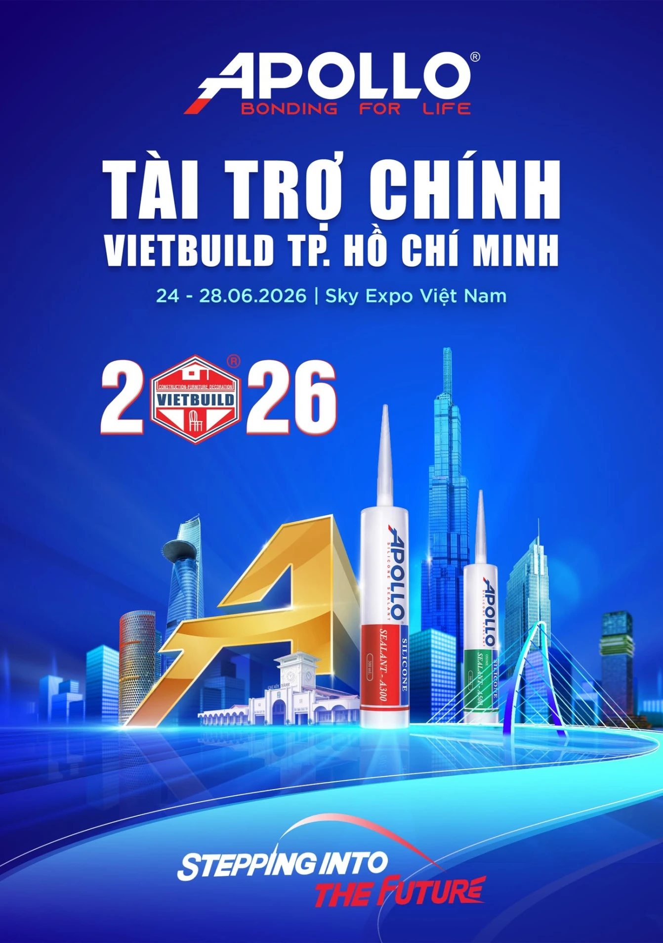 Apollo hiện diện tại Vietbuild TP. Hồ Chí Minh 2026 với vai trò Nhà tài trợ chính, mang đến giải pháp chuẩn mực và sân chơi kỹ thuật cho thợ lành nghề