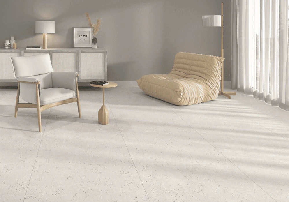Sử dụng gạch Terrazzo (đá mài) cho phòng khách đang là xu hướng kiến trúc đột phá, mang lại vẻ đẹp vừa hiện đại, vừa phảng phất nét cổ điển tinh tế. 