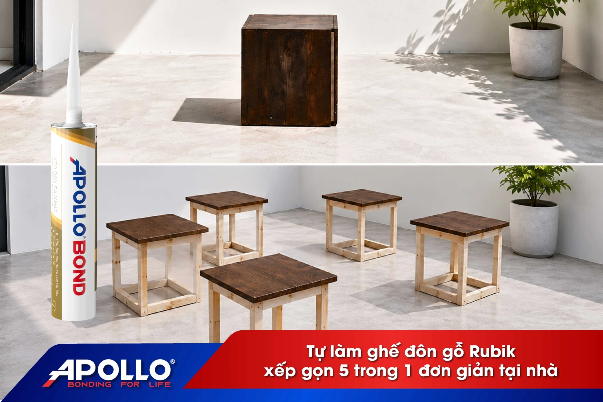 Cách làm ghế khối Rubik gỗ xếp gọn 5 trong 1 đơn giản