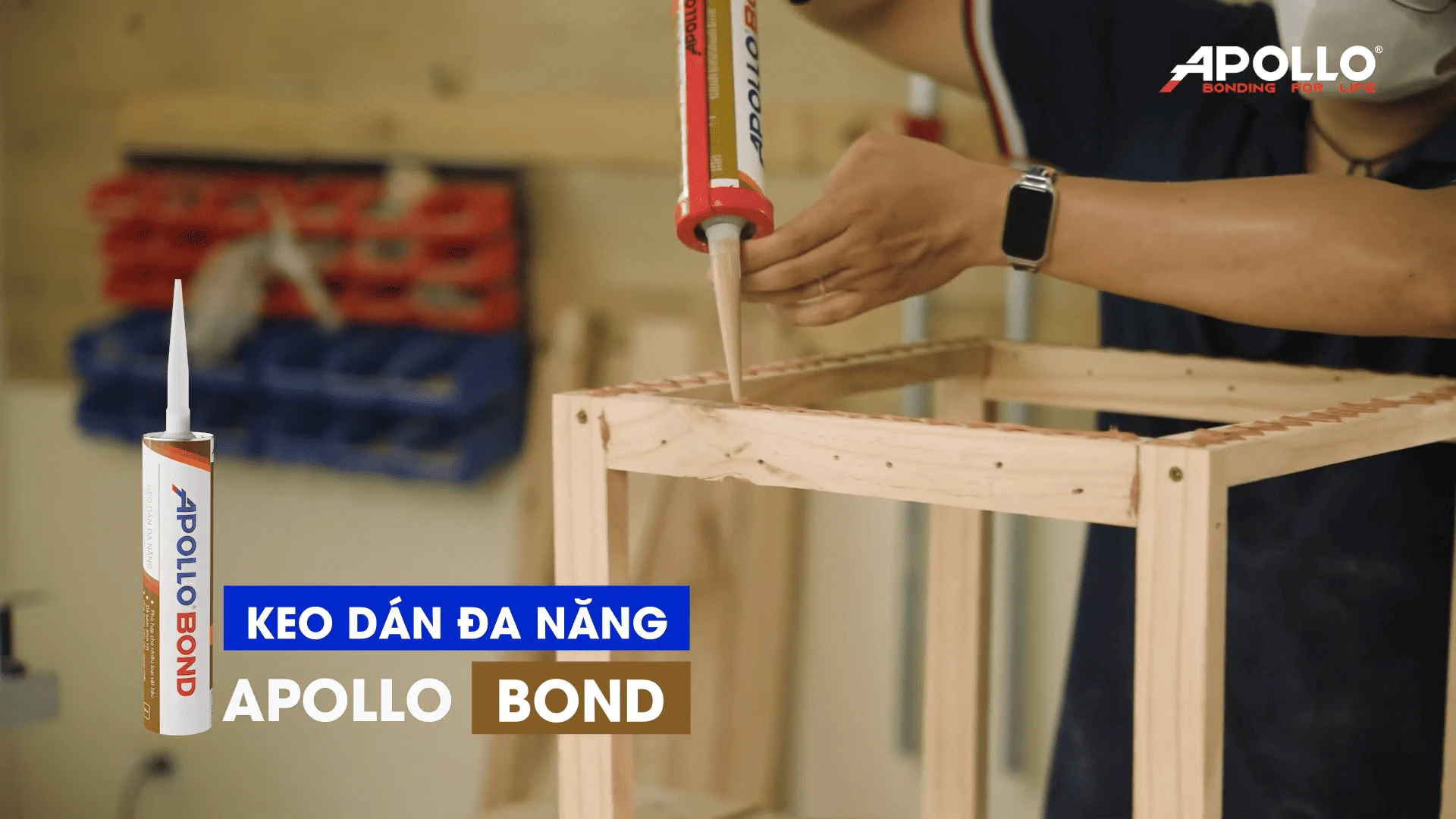 Kết hợp Apollo Bond và đinh vít giúp tăng độ cứng cho khung ghế, giảm rung lắc và nâng cao khả năng chịu lực của ghế trong quá trình sử dụng