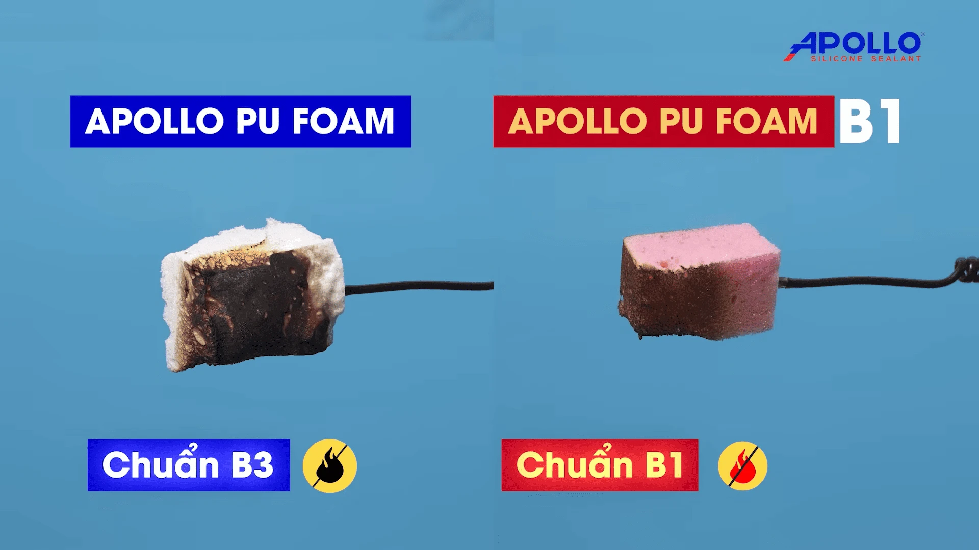 So sánh Apollo PU Foam và Apollo PU Foam B1 về khả năng chống cháy