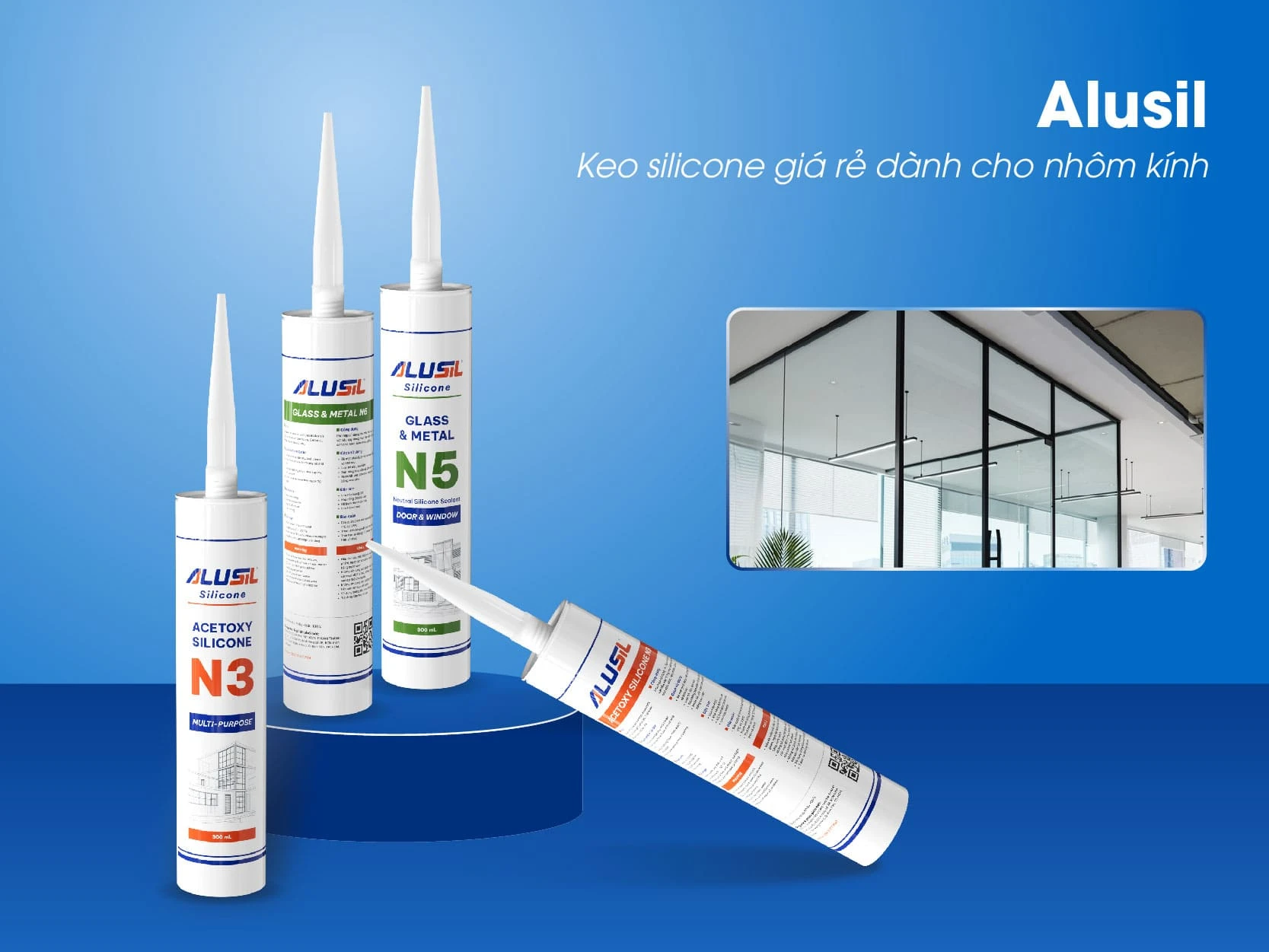 Keo silicone giá rẻ Alusil dành cho hạng mục nhôm kính