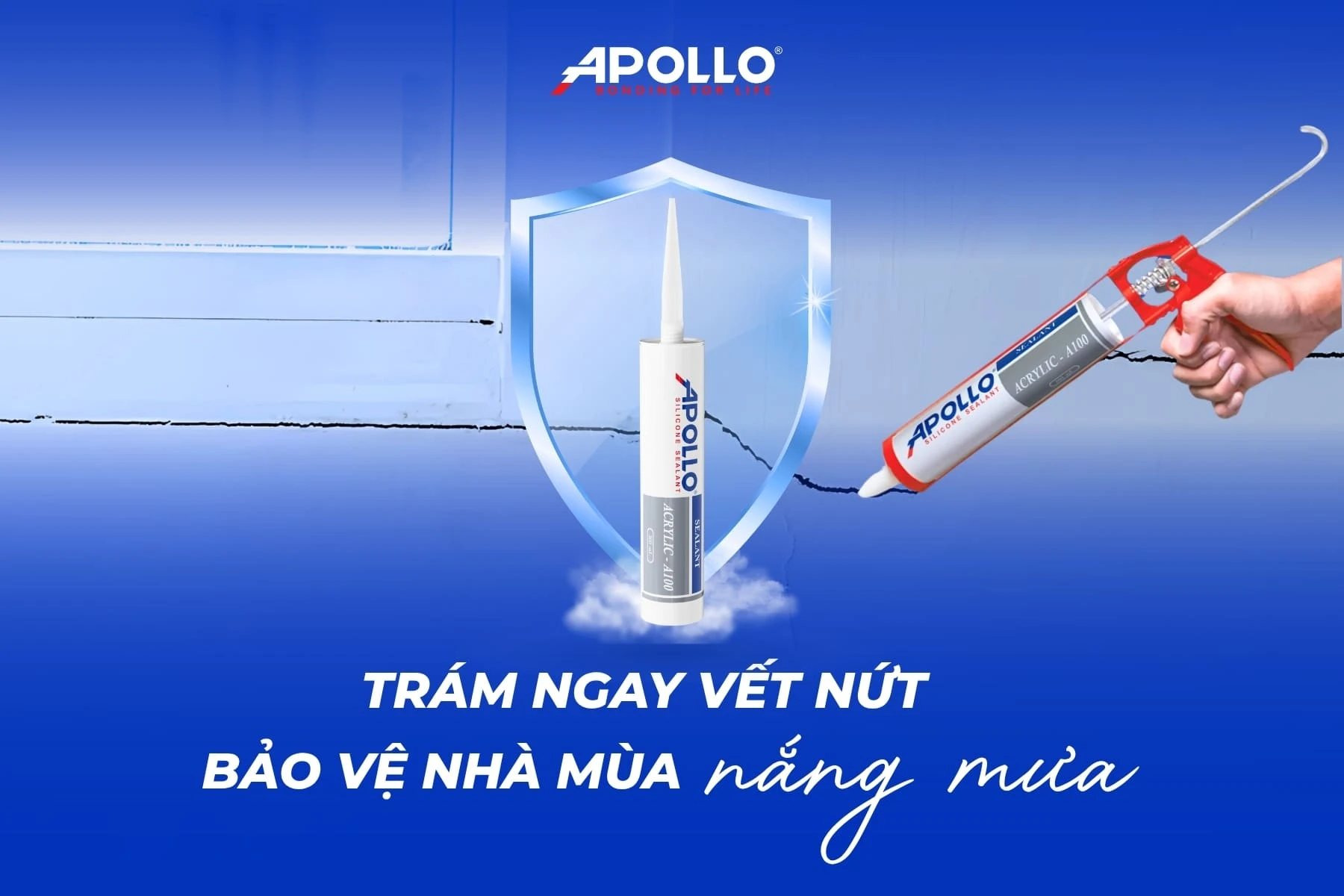 Keo trám vá tường Apollo A100 - Giải pháp bảo vệ tường nhà