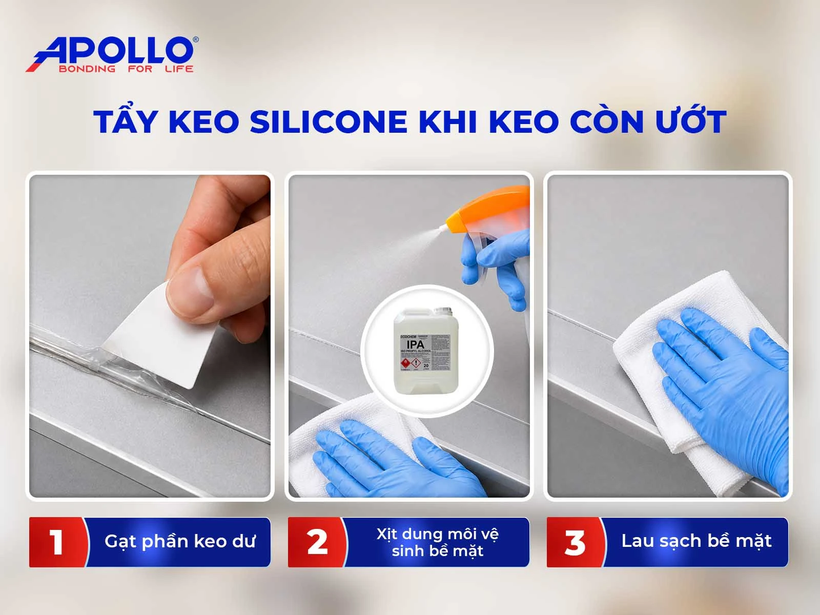 Hướng dẫn cách tẩy keo silicon trên alu khi keo còn ướt