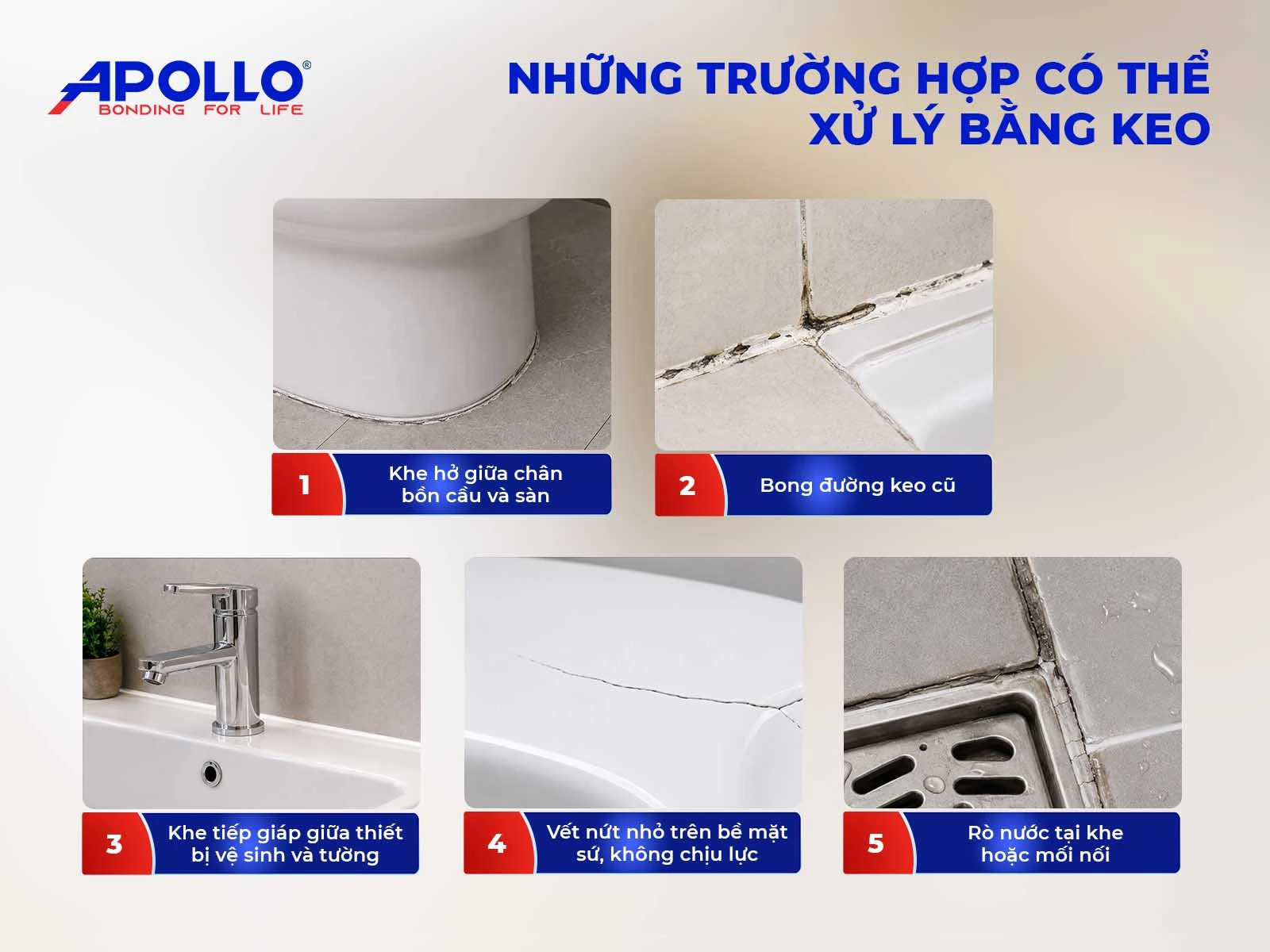 Các trường hợp thường có thể xử lý bằng keo silicon dán bồn cầu