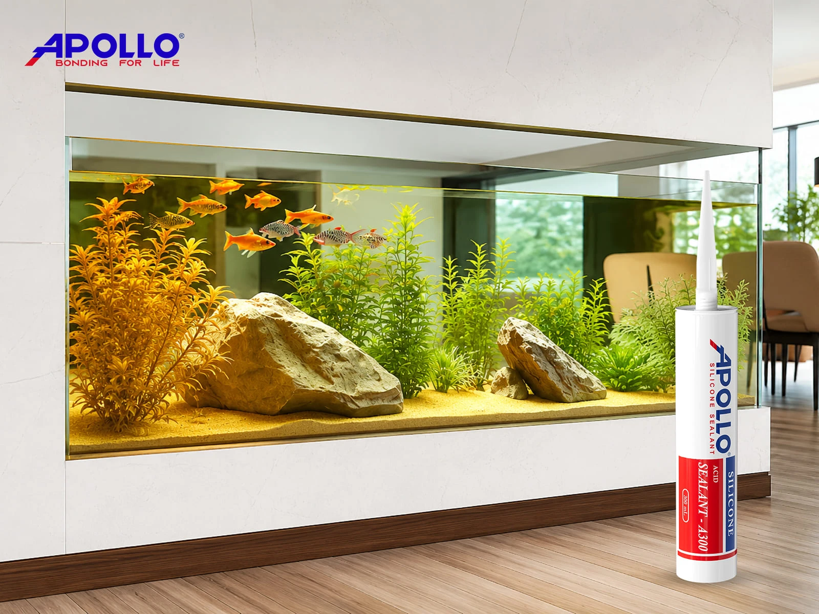 Keo Apollo Silicone Sealant A300 - Giải pháp dán kính hồ cá nhanh khô và kín nước