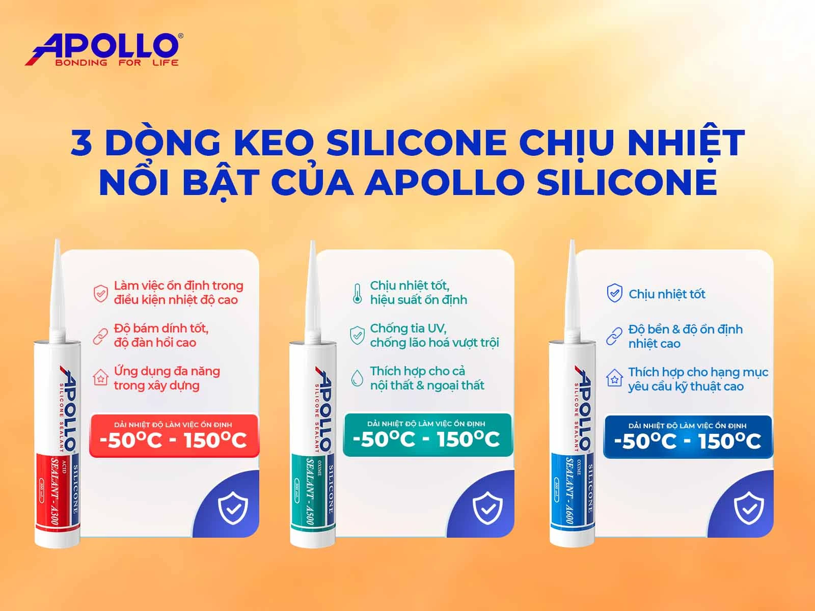 3 dòng keo silicone chịu nhiệt nổi bật của Apollo Silicone