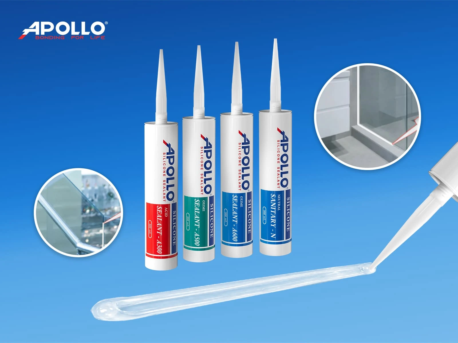 Các dòng keo silicone dán kính trong suốt nổi bật của Apollo Silicone