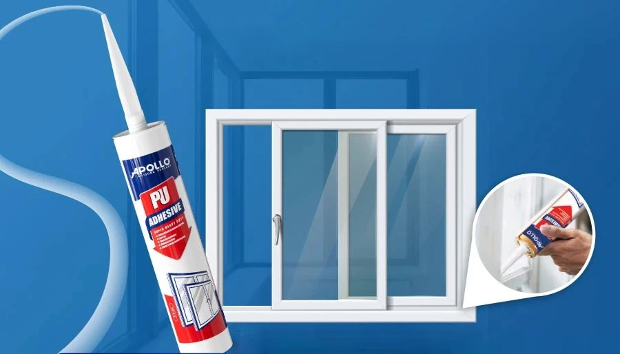 Keo ép góc Apollo PU Adhesive dùng để kết dính chắc chắn các góc 45 độ của khung cửa nhôm kính, nhôm composite, và nhựa