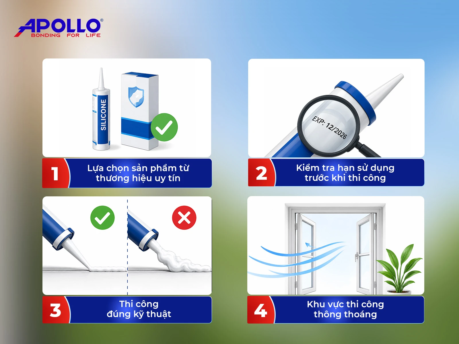 4 cách hạn chế mùi keo silicone hiệu quả trong quá trình thi công