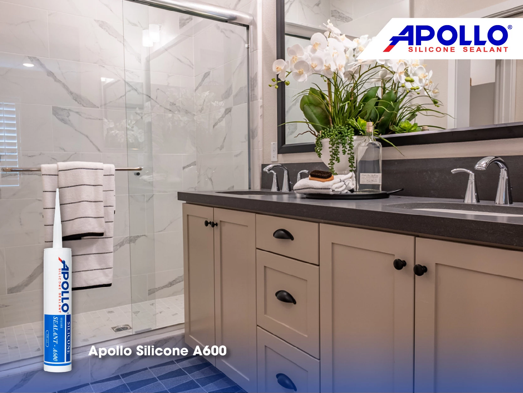 Apollo SIlicone A500 chống ẩm mốc phù hợp thi công trong phòng tắm