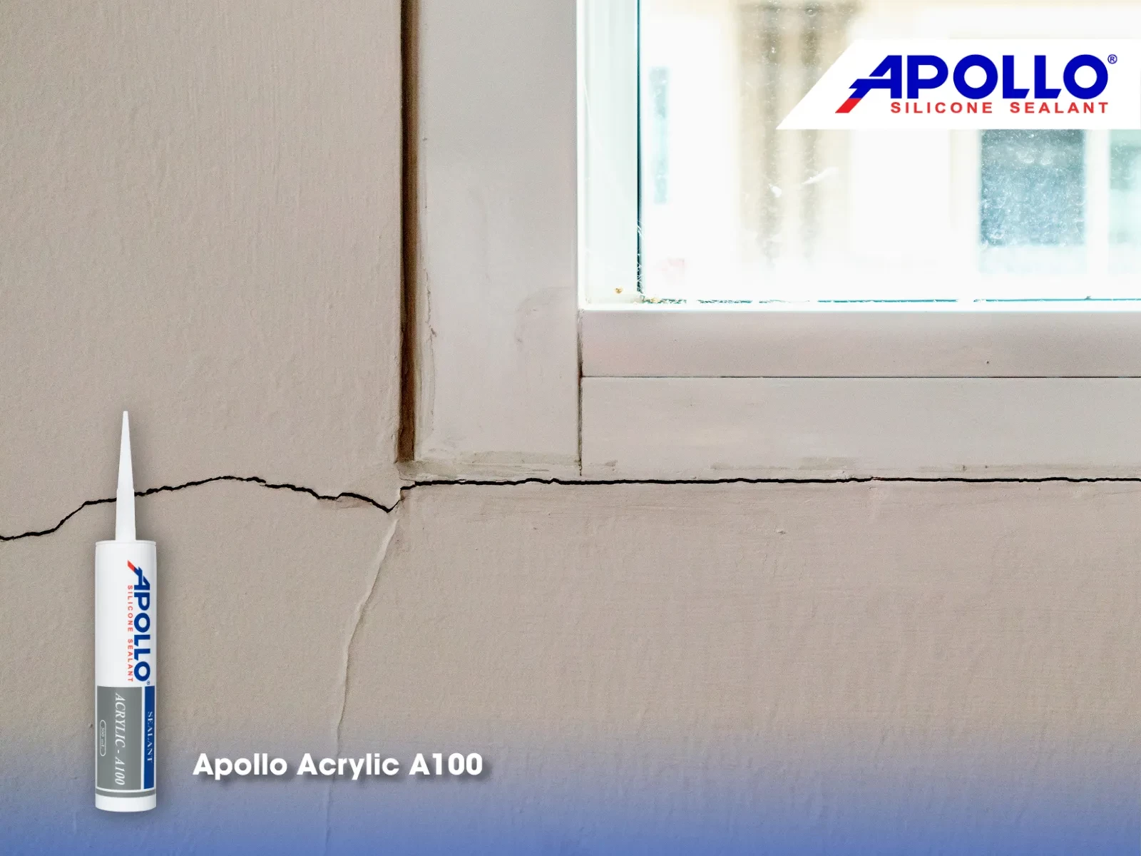 Apollo Acrylic A100 sẽ giúp bạn trám kín các vết nứt tường hiệu quả