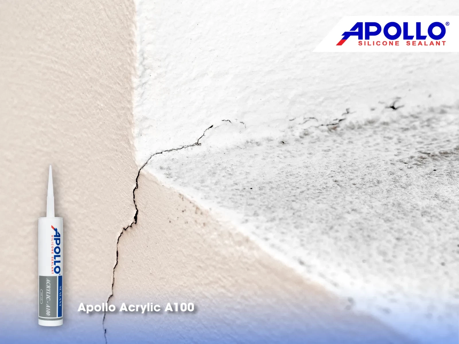 Keo tường Apollo Acrylic A100 được nhiều chuyên gia khuyên dùng để xử lý vết nứt tường nhỏ