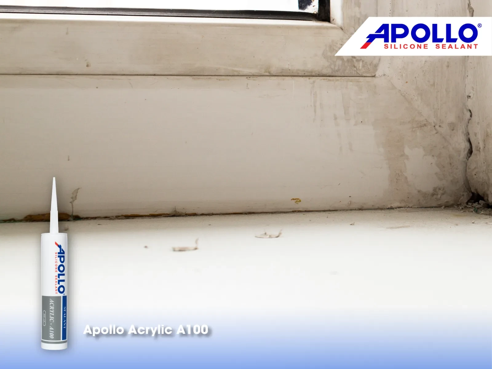 Sản phẩm keo trám tường Apollo A100 còn có thể dùng để trám các khe hở giữa tường nhà và khung cửa sổ