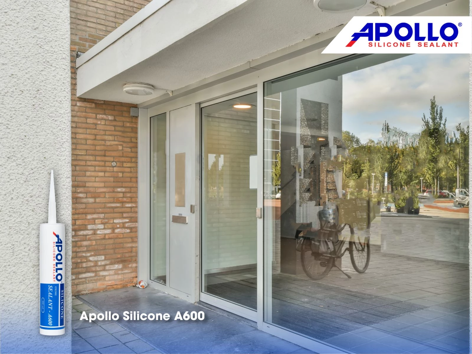 Apollo Silicone A600 phù hợp thi công tại các công trình kính cần yêu cầu tính thẩm mỹ như cửa hàng thời trang, quán cà phê…