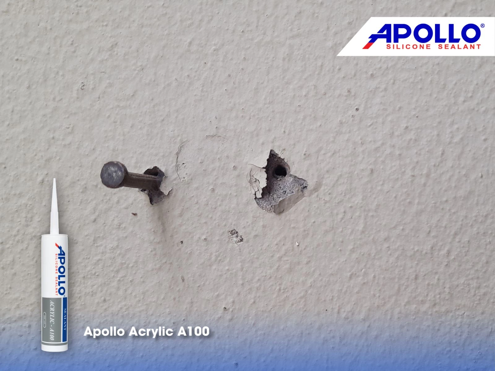 Apollo Acrylic A100 phù hợp trám kín các lỗ khoan, lỗ đinh cũ