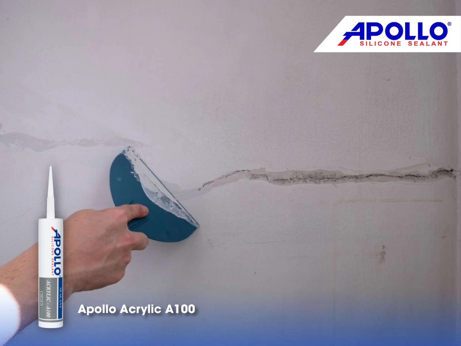 Apollo Acrylic A100 có khả năng bám dính cực tốt giúp trám kín khe hở, vết nứt tường