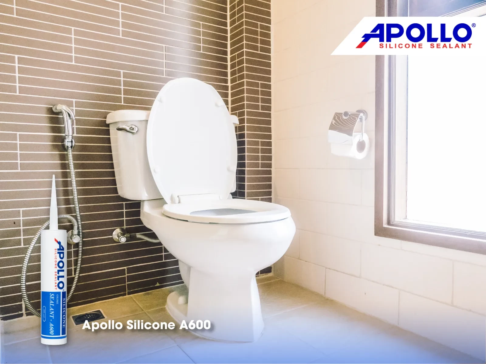 Sản phẩm Apollo Silicone A600 giúp chống thấm vô cùng tốt cho khu vực chân bồn cầu