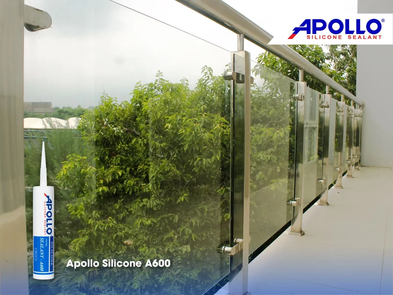 Sử dụng Apollo Silicone A600 để trám vách kính ngoài trời 