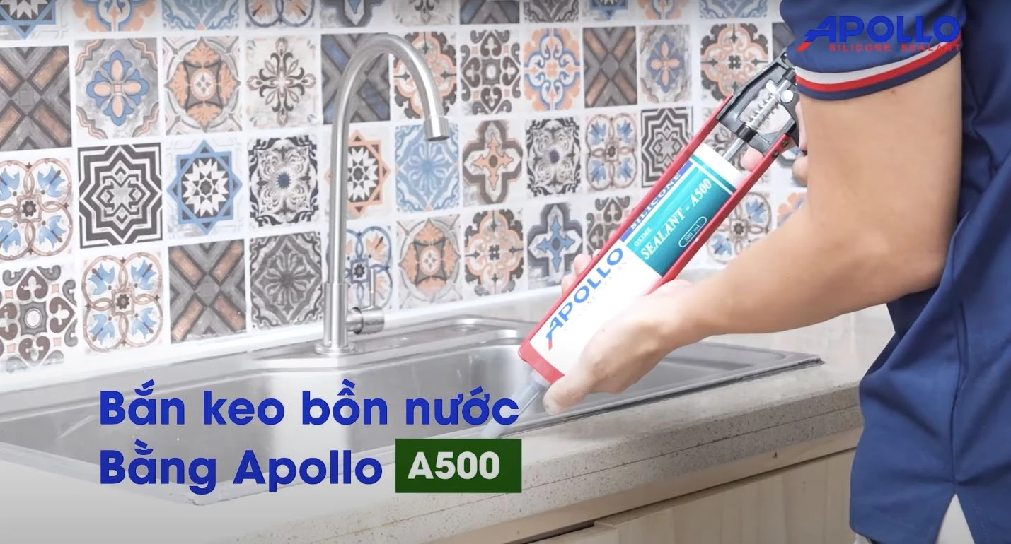 Sử dụng Apollo Silicone A500 trám viền bồn rửa bát sẽ đảm bảo hiệu quả chống thấm nước tuyệt đối