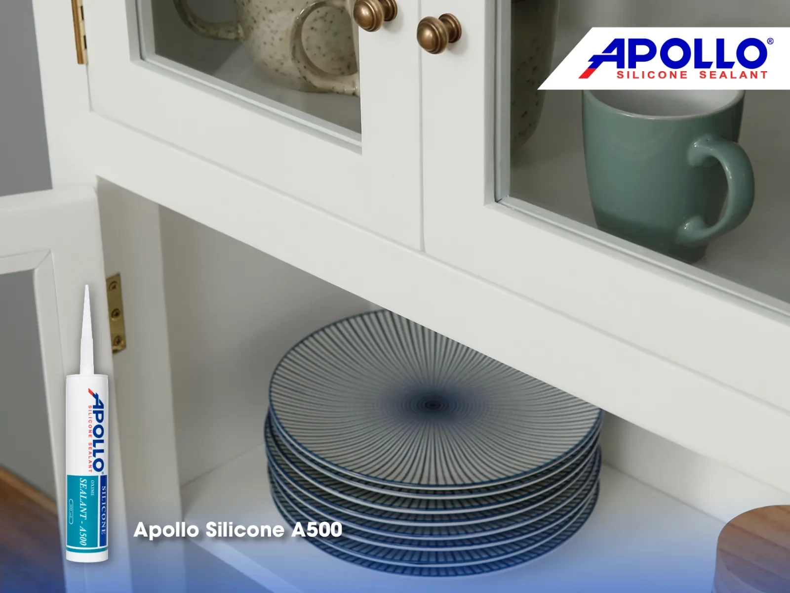 Cửa tủ chén thường bị tác động lực do kéo mở thường xuyên vì vậy cần chất trám có độ đàn hồi cao như Apollo A500