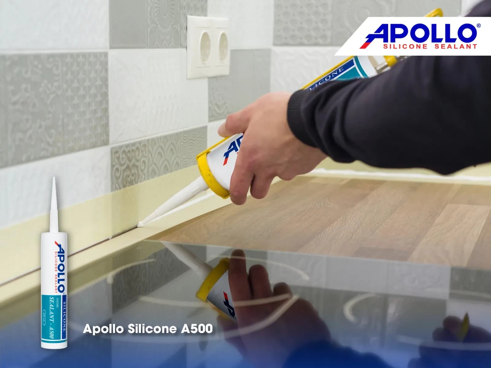 Dùng Apollo A500 trám viền chân tường bếp sẽ đảm bảo khả năng chống nước, chống ẩm mốc cực kỳ tốt
